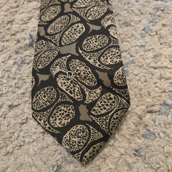 Christian DIOR MENS TIE BLACK Gray Tie 3 X 56 - Picture 1 of 6